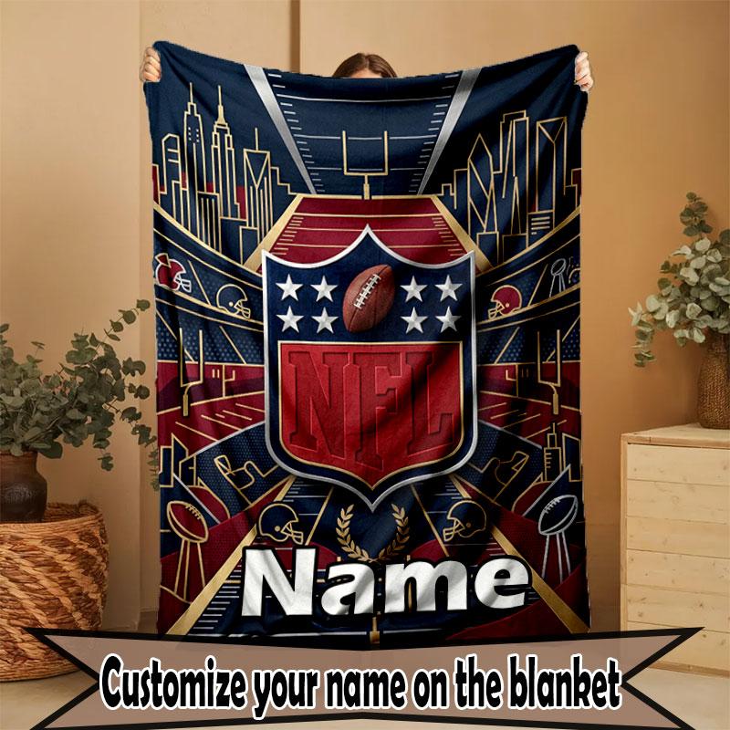 Custom Name Personalized NFL Print Blanket, Home Decor, Bedroom, Sofa, Camping, Couch, Gifts for Birthday Christmas