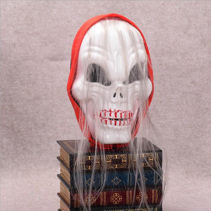 Halloween Zombie Ghost Mask with Glowing Lights and Red Scarf