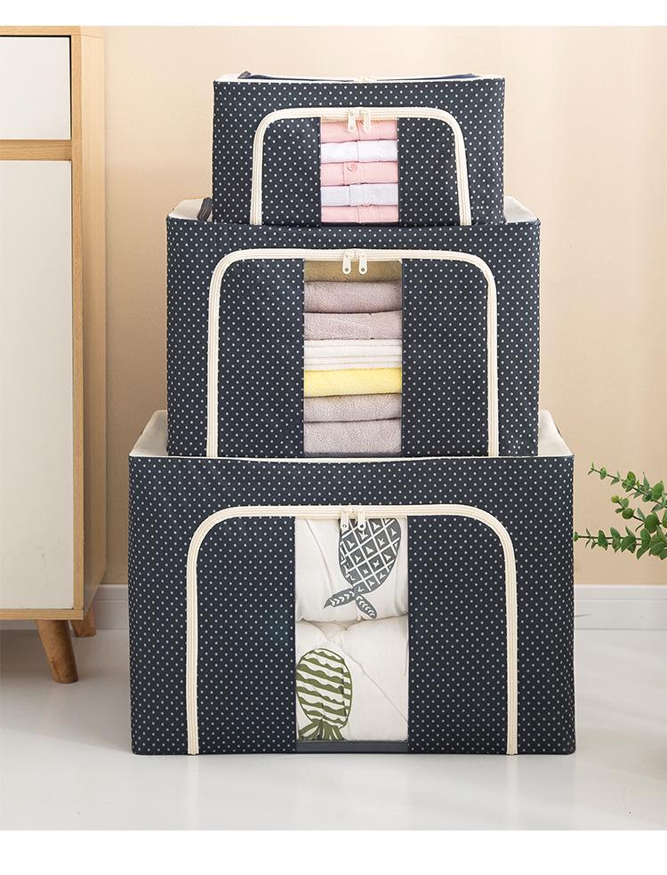 Steel Frame Waterproof Clothes Storage Box - Large Transparent Moisture-Proof Organizer for Quilts