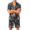 Ensemble Pyjama Homme Manches Courtes Boutonné Haut et Short Coupe Ample Douce Vêtements de Nuit avec Motif Imprimé S à XXXXL