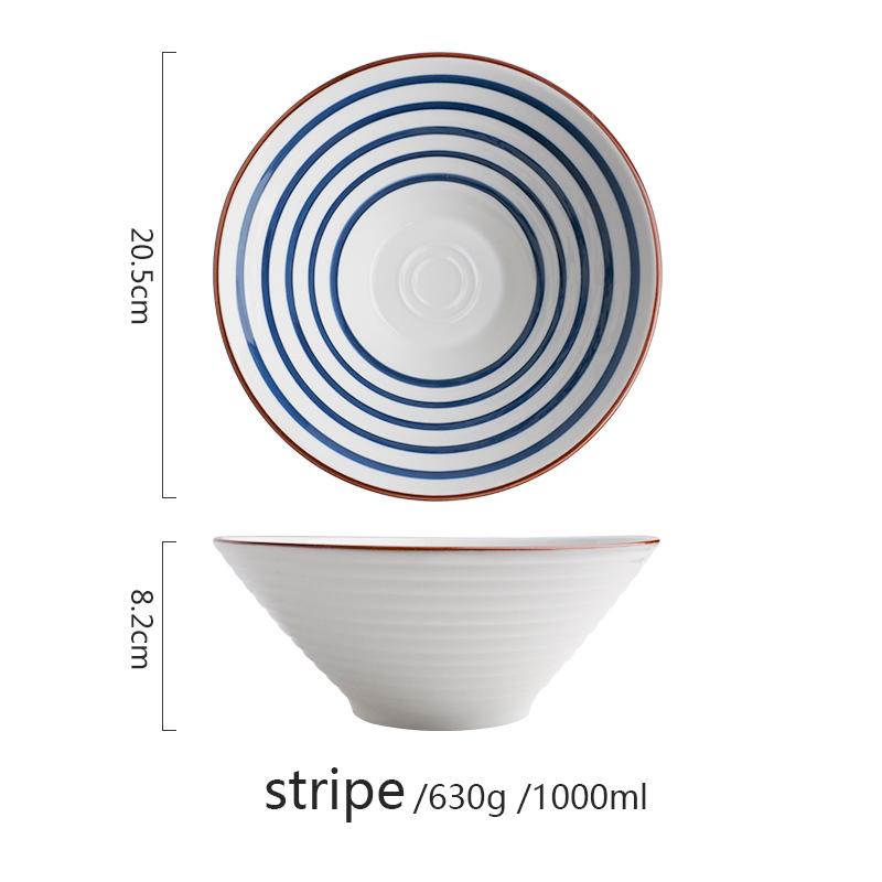 8 inch Japanese Noodle Bowl Salad Rice Fruit Soup Bowl Ramen Noodle Bowl Microwave Ceramic Dinnerware
