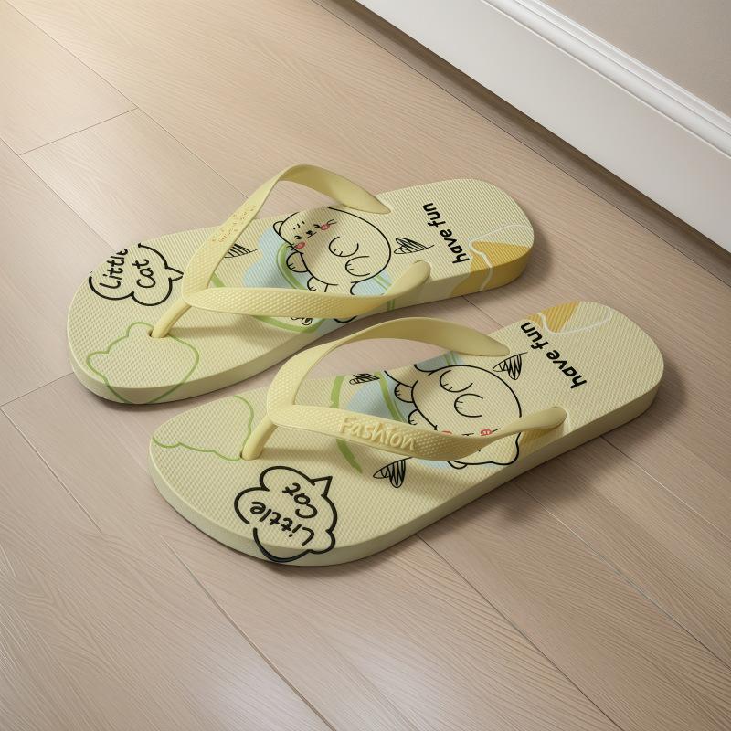 

Women s new flip-flops thick-soled fashion seaside wear flip-flops anti-soft bottom cartoon cute summer student non-slip 40 жёлтый
