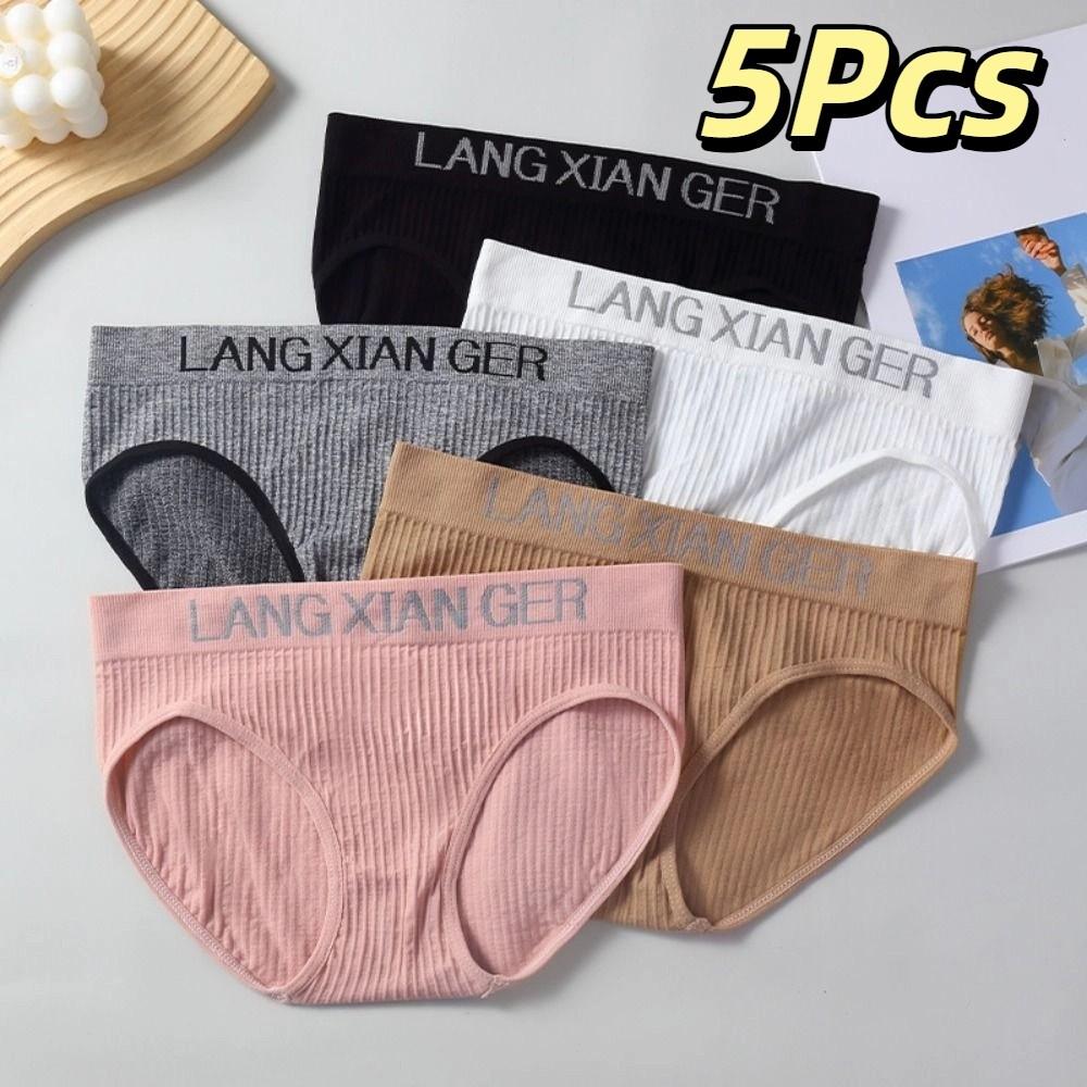 5Pcs Letter Simple Panties Cotton Crotch Underwear for Women Breathable Seamless Underwear Lady