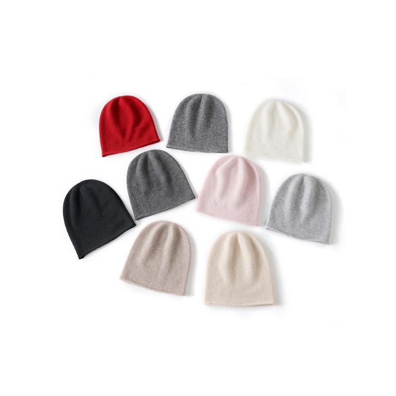 Women Knitted Hats Solid Color Rolled-up Thickened Warm Ear-protecting Cashmere Hats Autumn Winter Outdoor Wear Caps for Unisex