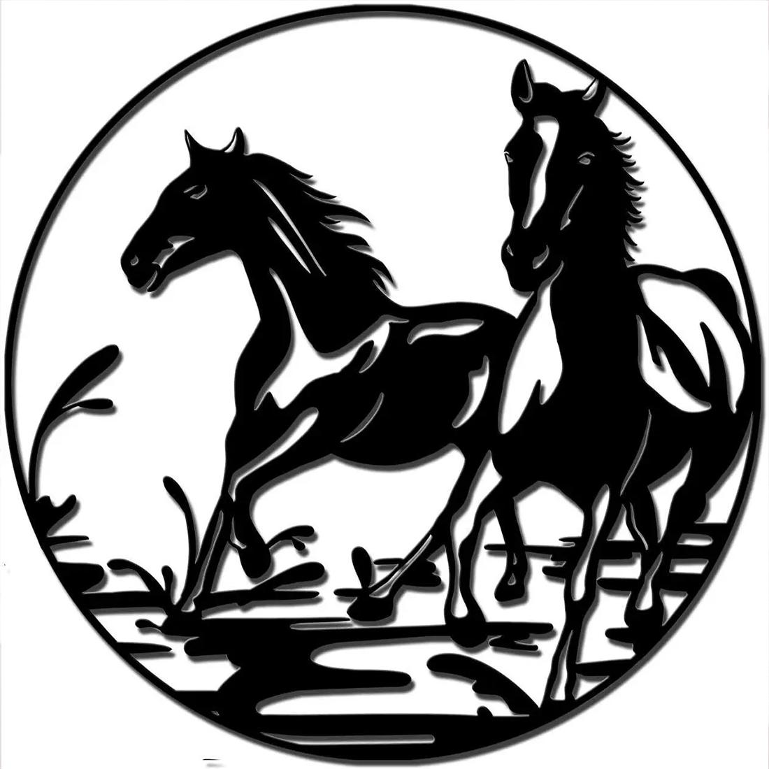 1 шт. Металлическое настенное искусство, скульптуры бегущих лошадей в фермерском доме, винтажное железное искусство, силуэт, настенное украшение, настенная наклейка, настенное искусство сливовый