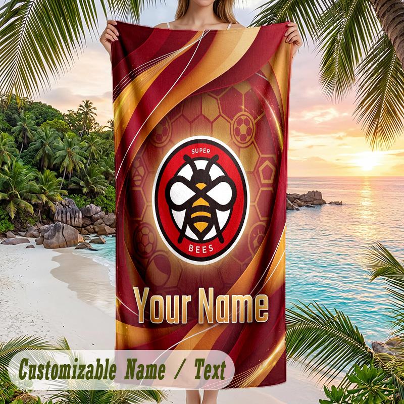 Beach Towel Brentford Football Print Custom Name Text Soft Towel for Swimming Pool