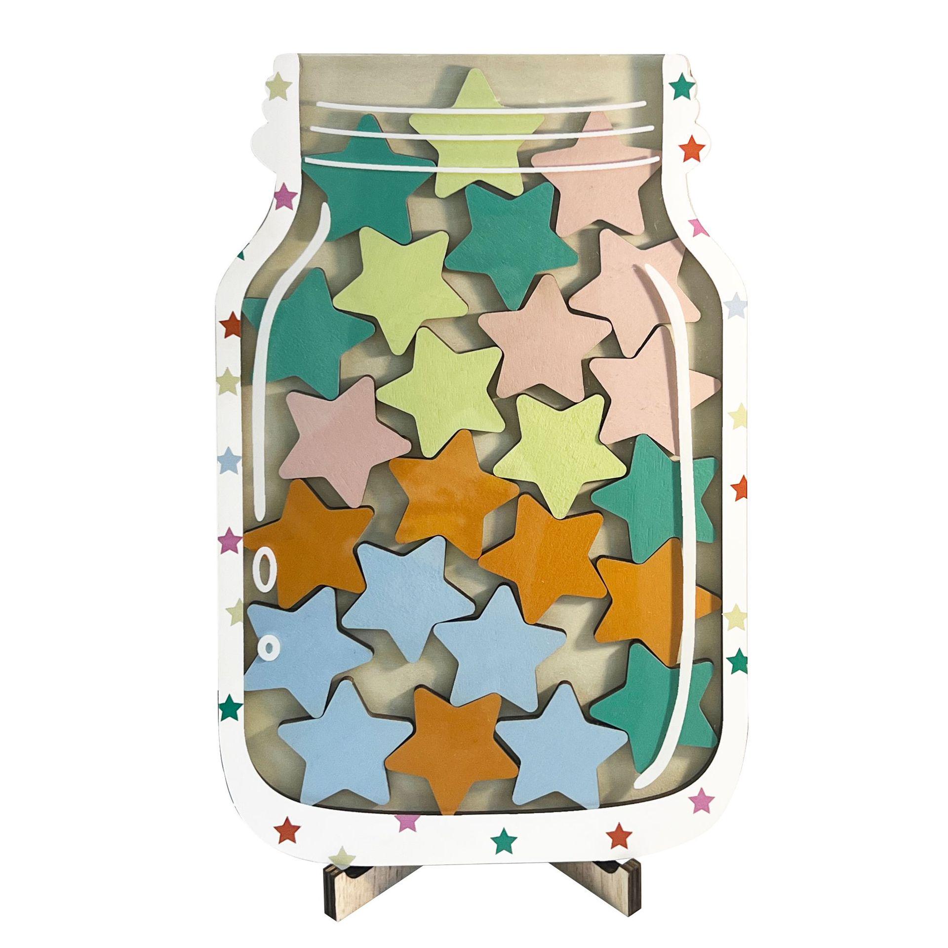 Children s Star Reward Jar - 25-Star Wooden Self-Discipline Ornament