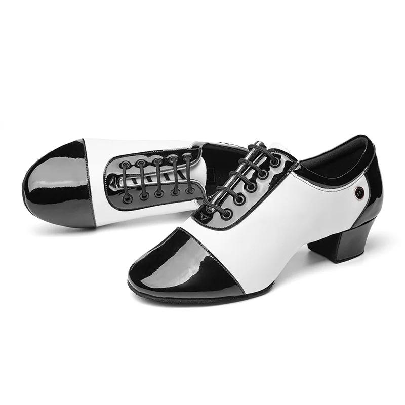 TWBEB Neuer Moderner Herren Standard Tango Latein Tanzschuh Mann Geteilte Innensohle Weich Schwarz Weiß Quadratisch Tanzen Kinder Jungen Schuhe