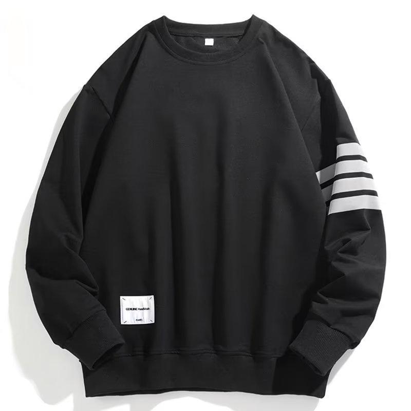 

Men s Striped Long Sleeve Pullover: Spring & Autumn Arrival, Loose Fit, Round Neck, Trendy Versatile Shirt. 2XL чорний