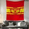 MUFC Honeycomb Background Tapestry, Manchester United Crest Wall Hanging Tapestry for Football Fan Wall Decor