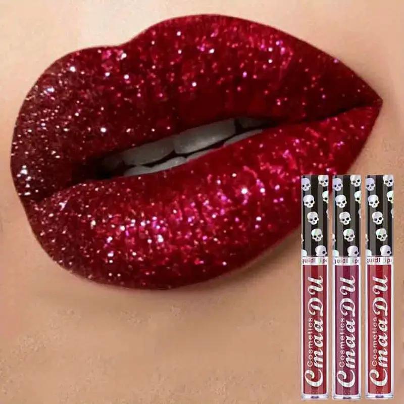 8 Farben Matt Lipgloss Sexy Totenkopf Lippenstift Set Totenkopfkopf Langlebig Wasserdicht Samt Lipgloss Flüssiger Lippenstift