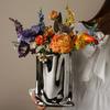 Abstract Ceramic Silver Plant Vase Electroplating Floral Living Room Decor Luxury Flower Hotel Art Decoration Home Accessories