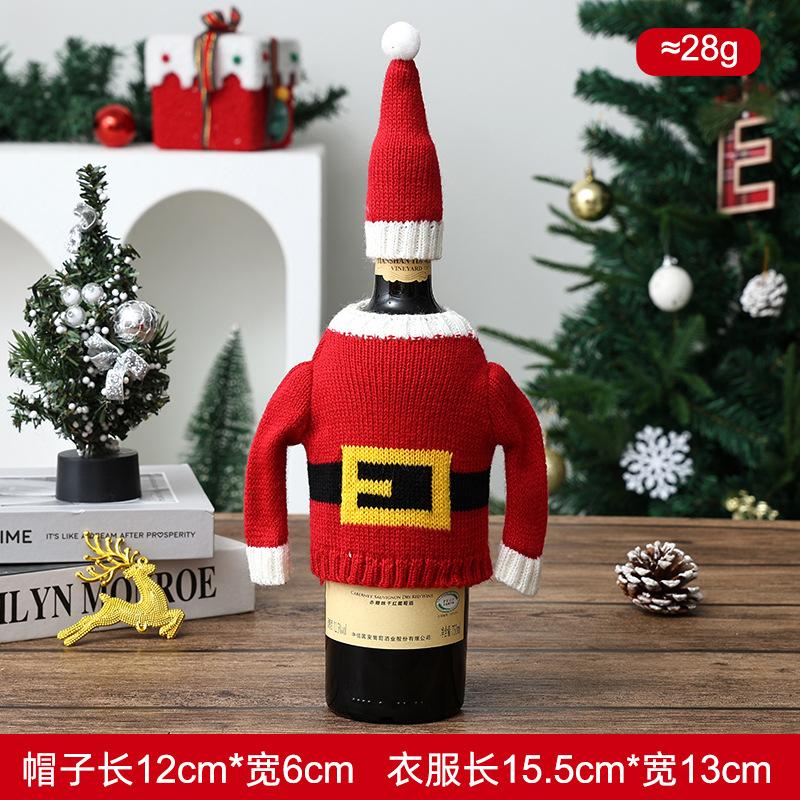 Christmas Wine Set Wool Knitting Ornament Snowflake Wine Bottle Set Restaurant Dress Up Festive Scene Arrangement