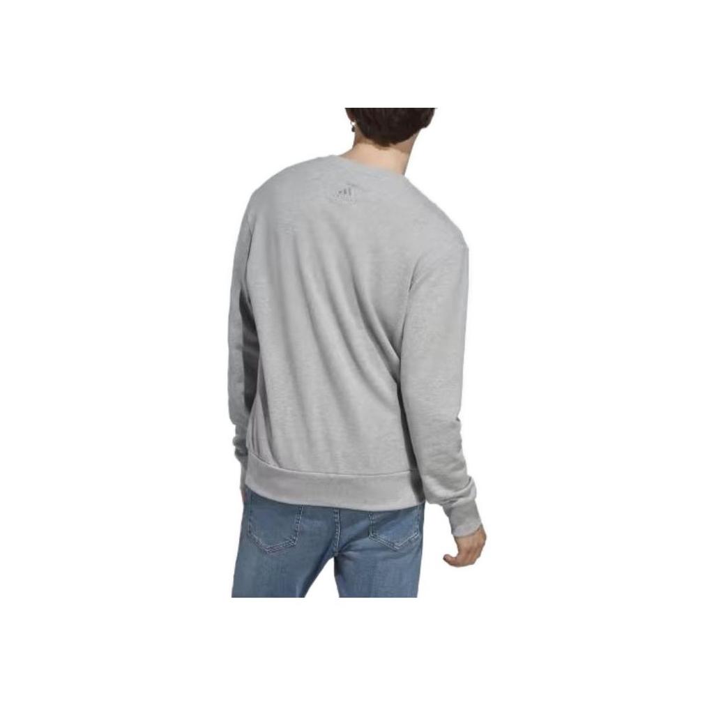 Adidas Logo Print Crew Neck Loose Long Sleeve Sweatshirt Men Tops Gray IC9326