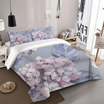 Juego de cama de tres piezas con funda nórdica y fundas de almohada con estampado digital 5D y teñido de flores
