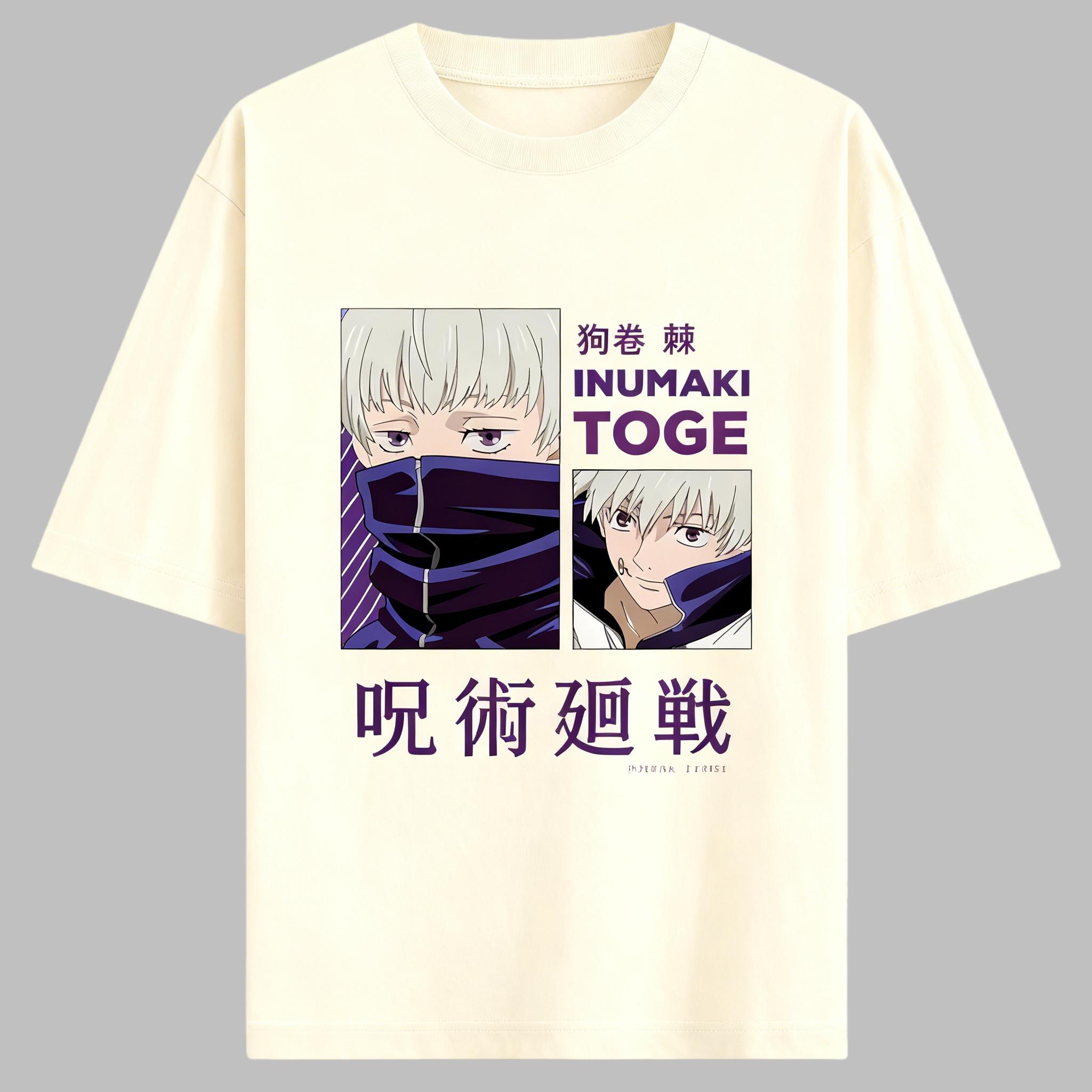 

Jujutsu Kaisen Anime Inumaki Toge Printing Cotton Tshirt Unisex and Women Harajuku Fashion Loose Summer Anime Peripheral Clothing 3XL