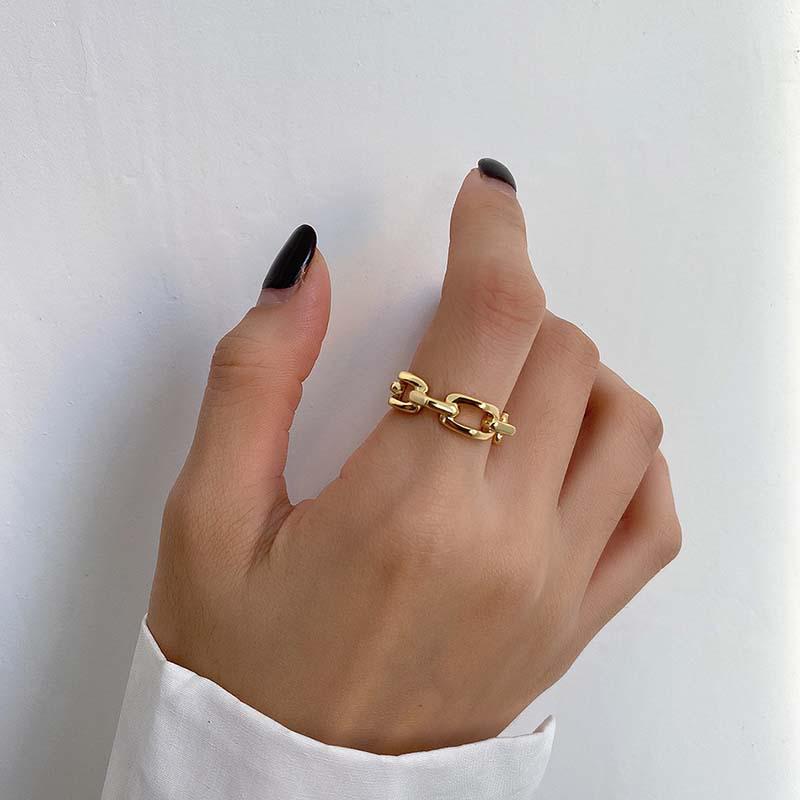 2023 New European American Cold Style Hollow Square Index Finger Ring for Women