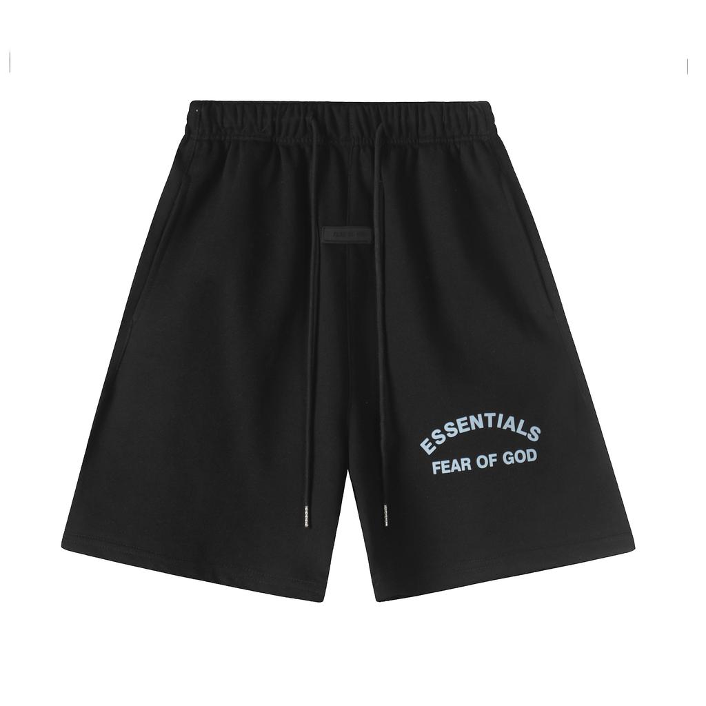 Fear of God Pantaloncini da ginnastica Essentials con stampa di lettere curve Unisex Oversize Cotone Coulisse Vita Elastica Streetwear Casual Sportivi Pantaloncini al Ginocchio