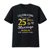 Mens 25th Year Wedding Anniversary T Shirt Black Vintage Washed Slightly Breathable Stylish Unisex Homme Streetwear
