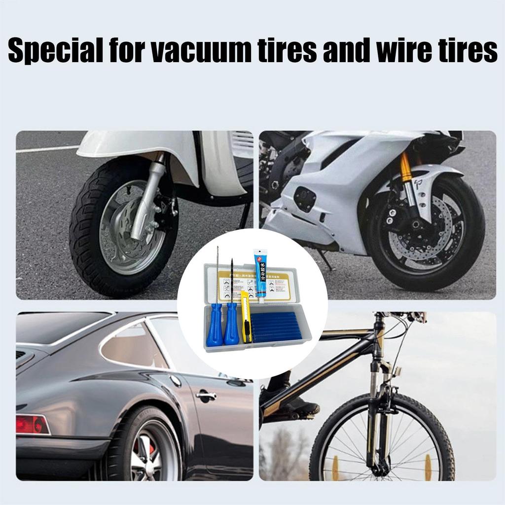 Motorcycle Tire Repair Kit, Puncture Tire Repair Kit | Tire Patch Kit Portable Tire