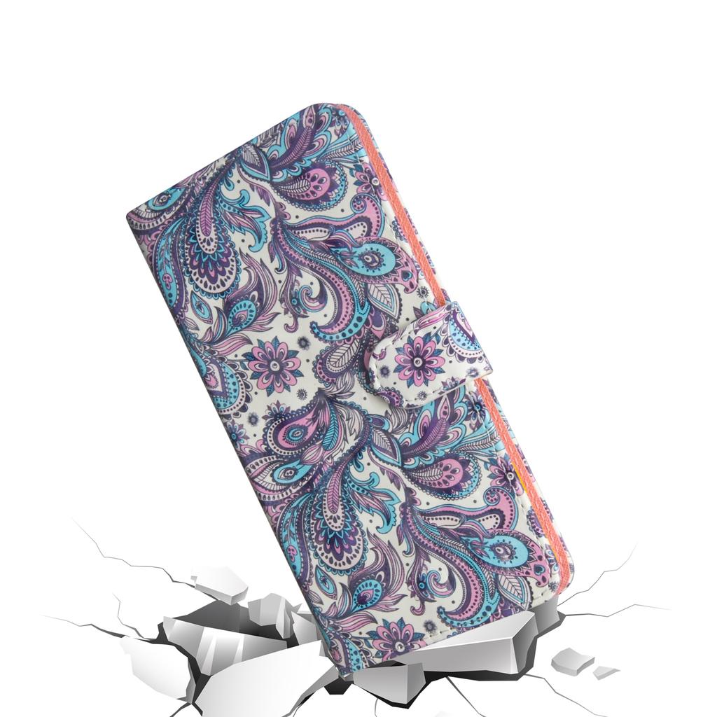 Buy Retro Style Flower Painted PU Leather Flip Cover Wallet Dust-proof ...