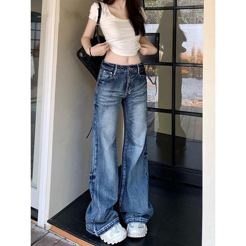 Women s High Waist Denim Pants Straight Leg Loose Fit Casual Vintage Trousers S