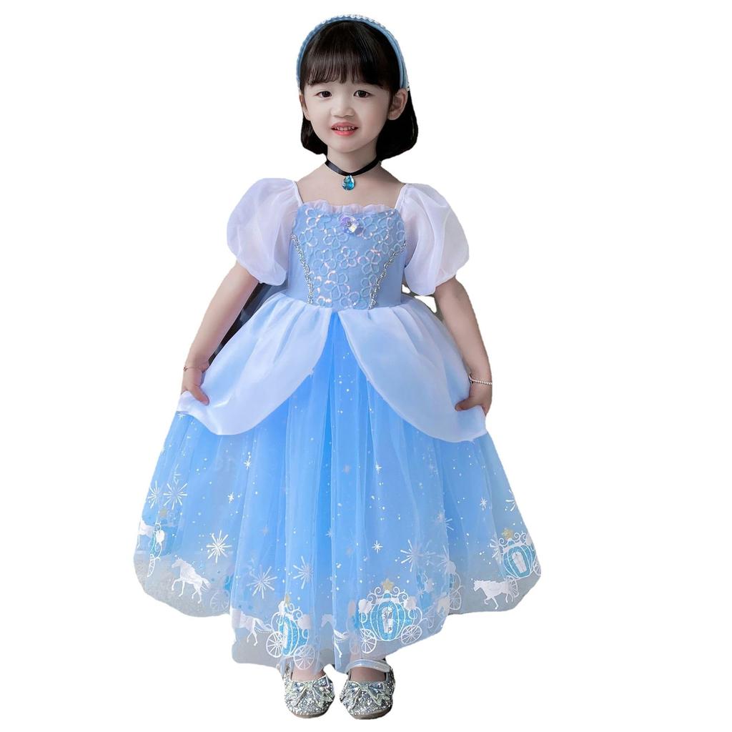 CRS CC2 Purple Light Sky Princess Sizes and Perfect Gift for and Parties CC2 Sky [lien baby] Dress, Kids' Dress, Blue, Blue, Dress, 100, 110, 120,
