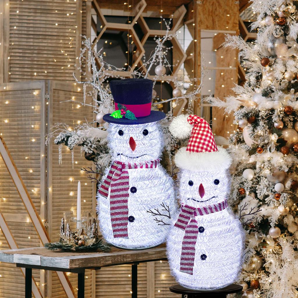 60 cm kaltweiß beleuchteter Pop-Up-Schneemann als Tischdekoration für die Feiertage und Weihnachten