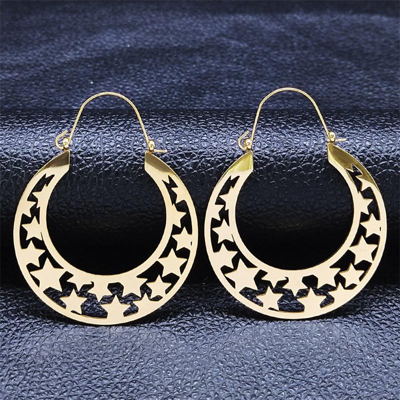 Trendy Yoga Lotus Flower Earrings Stainless Steel Gold Color Hoop Earrings for Women Jewelry boucles d'oreilles E9360S01