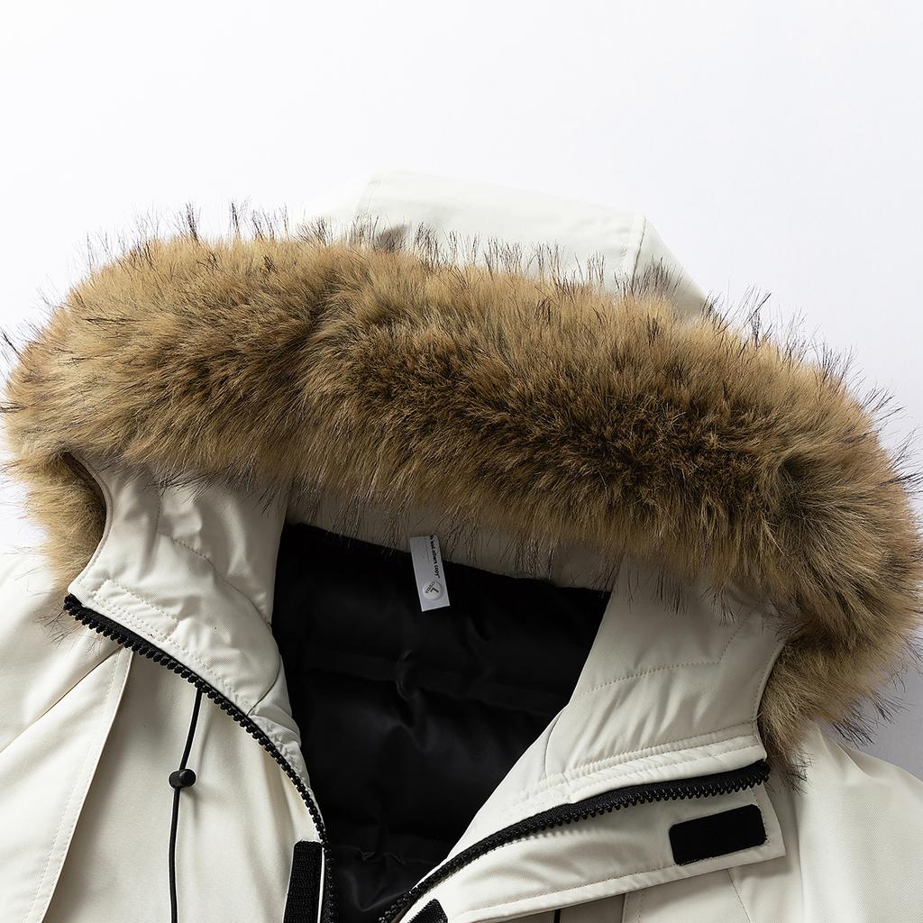 Abnehmbarer Großer Pelzkragen Arbeitskleidung Baumwolljacke für Herren, Winter Dicke Parker Baumwolljacke für Herren, Herrenmantel