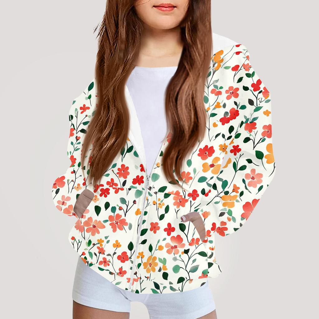 Moda dziecięca Bluza z kapturem z nadrukiem z długim rękawem Dziewczęca kurtka hoodie