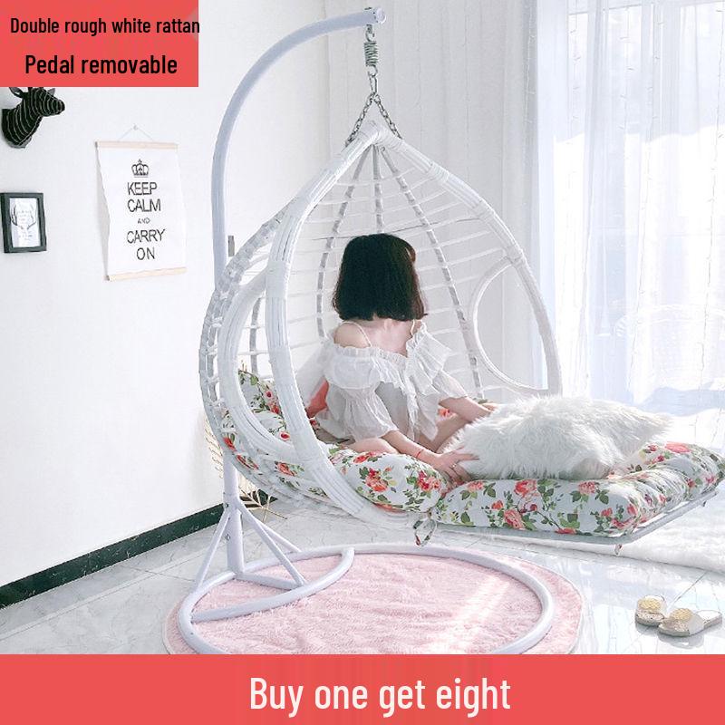 Double Wicker Hanging Basket Chair: Indoor/Outdoor Bird's Nest Swing Chair for Balcony & Leisure