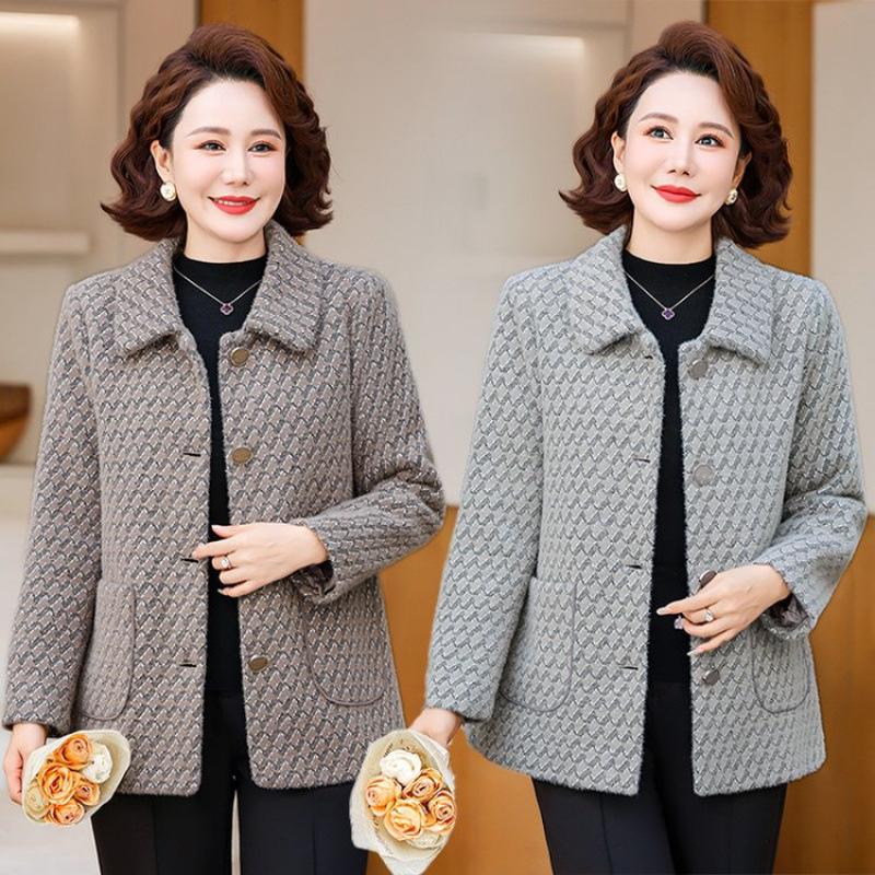 Wide Mrs. Autumn Clothing Lapel Woolen Top Women's Clothing Woolen Jacket Clothes