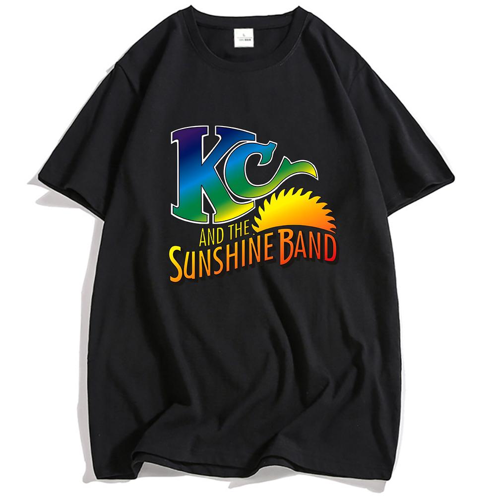 

KC and The Sunshine Band Logo T-shirt Short Sleeve Cotton Male Tshirts Unisex Streetwear Loose Fashion Punk Graphic T Shirt Tees S разноцветный