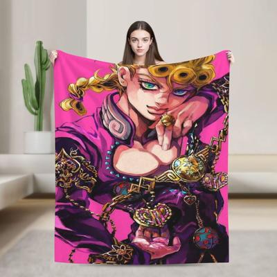 Jojo Anime Gezellige Zachte Flanellen Deken, Populair Cartoonfiguur Warme Plaid voor Woonkamer, Cadeaus voor Fans, Vrienden, Meisjes
