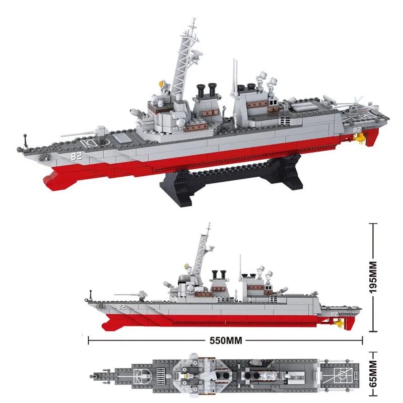 70+CM Creative Liaoning Warship Building Blocks Toy Kit Military Destroyer Ship Carrier Battle Boat Bricks Toy for Boys Kids