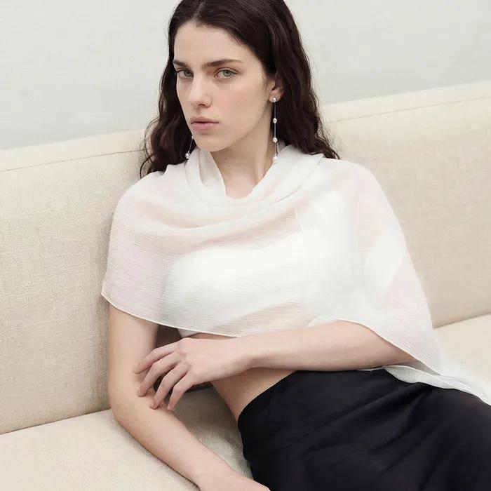[2nd] Sheer Pleats Scarf (White)