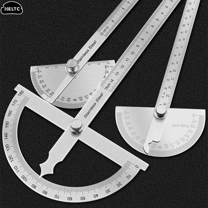180 graders gradskiva Metallvinkelmätare Goniometer Vinkel linjal Rostfritt stål Träbearbetningsverktyg Roterande mätlinjal 100/150