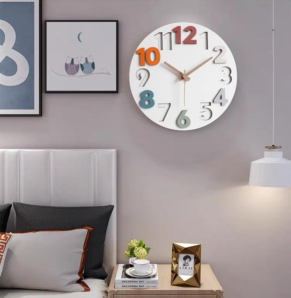 Wall 3D Wall Clock Western Easy to 3D Diameter Clock, Nordic, Stylish, Silent, Numbers, Clock, Interior, Style, Quiet, Read, Numbers, 30cm, Quiet,