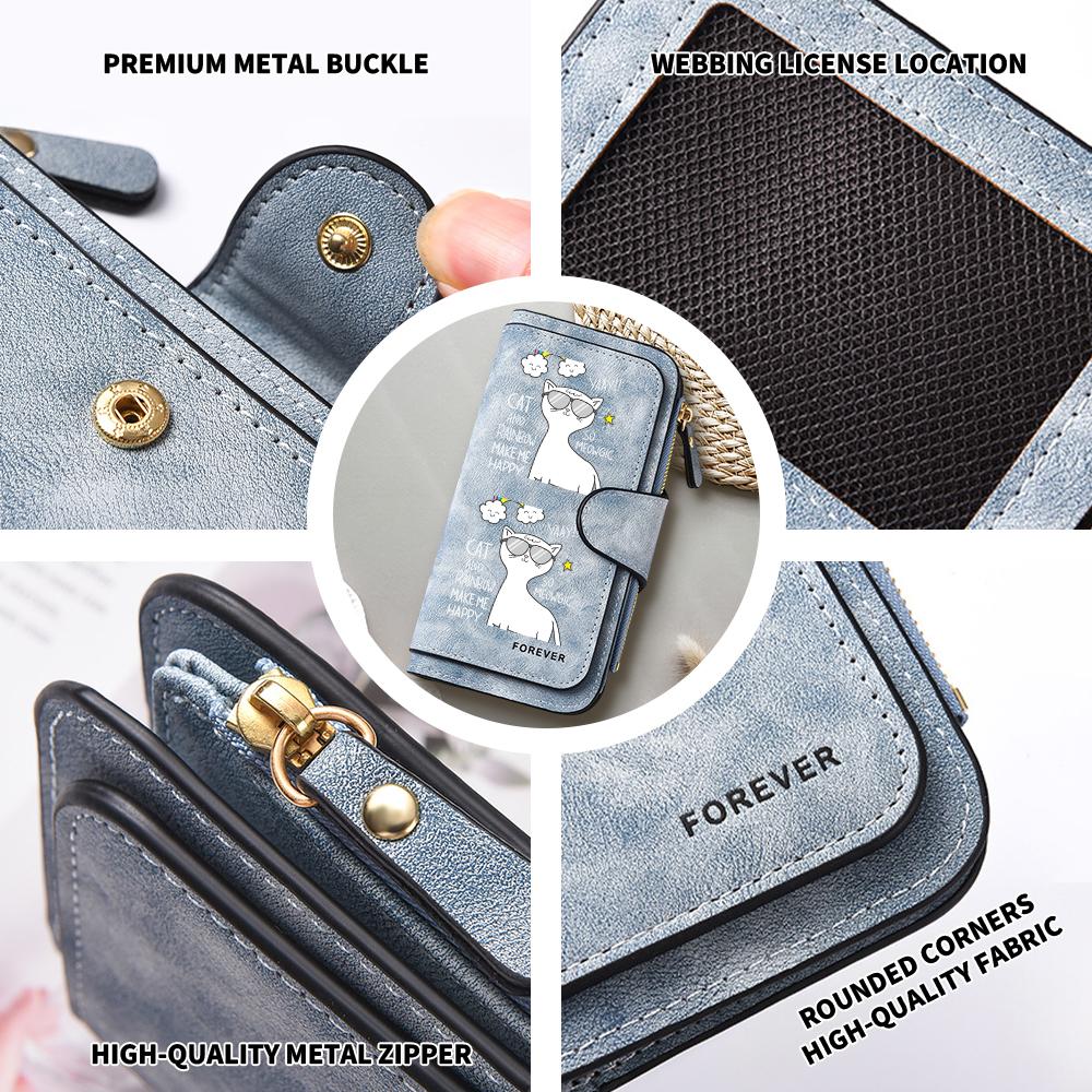 Cute Cat Print Long Wallet Fashion Portable Ladies Wallet for Daily Use