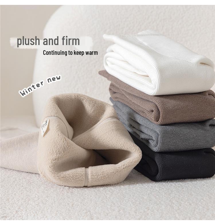 Children's Winter Fleece-Lined Cotton Leggings with Hip-Lifting Lambskin, Warm Nine-Point Design