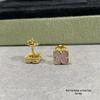 High-Version 18K Rose Gold Earrings: Four-Leaf Clover with White Mother-of-Pearl & Red Agate - Fashionable, Luxurious, INS Style.