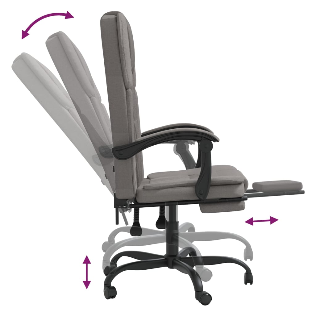 Office Chair with Reclining Function Taupe Fabric