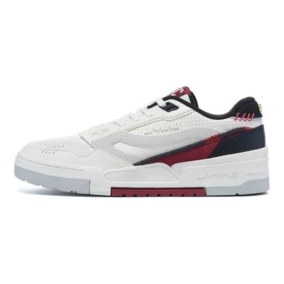 Li Ning 001 BTC Prm Abrasion Resistant Breathable Low Top Skateboard Shoes Men's White Red AGCT003-3