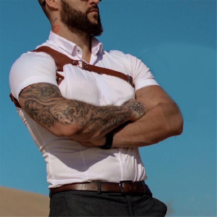 Herren Körper Brustgurt Gürtel Punk Gothic PU Leder Schulterkäfig Gürtelriemen