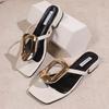 Foreign trade large-size flip-flops women 2025 summer new European and American fashion metal buckle feet wearing beach cool slippers