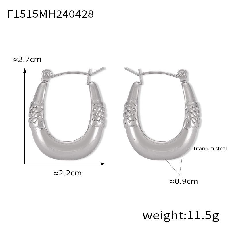 Korean-Japanese U-Shaped Geometric Gold-Plated Titanium Steel Earrings for Women