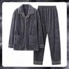 Men's Coral Fleece Velvet Pajamas Set - Thick, Warm, Long-Sleeved Flannel for Autumn and Winter