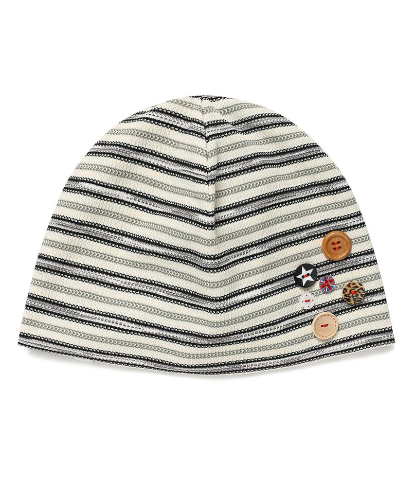 CAVISH Striped Button Beanie Ivory(Cv2Gsuab21A)