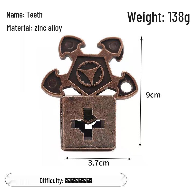Zinc Alloy Kongming Puzzle Lock: Disentanglement Ring Educational Toy